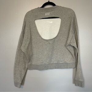 NIKE | Grey crop center swoosh sweatshirt cutout back